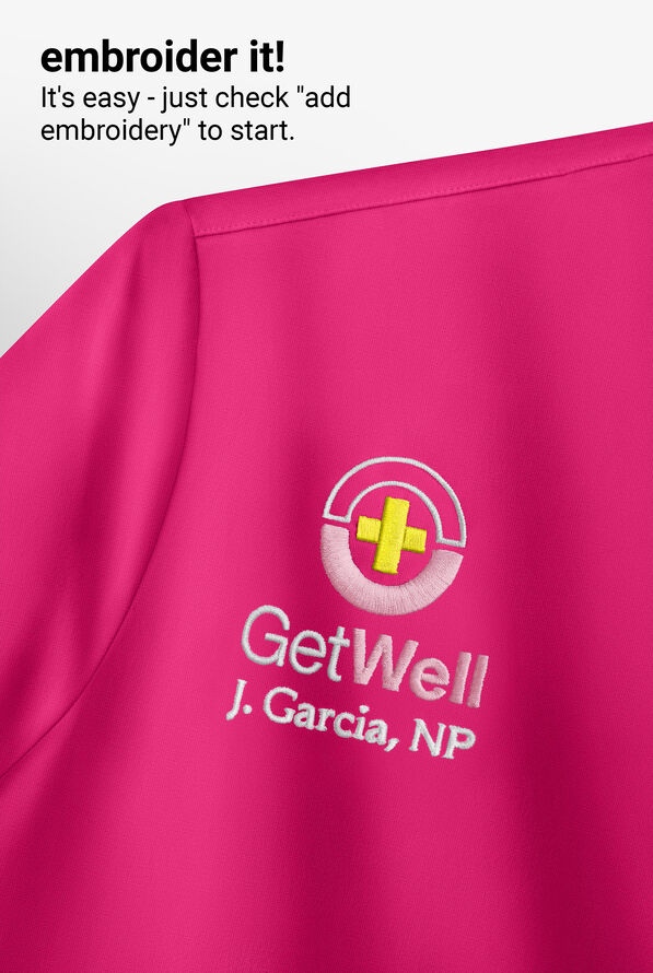 Cherokee Workwear Professionals Women's 3-Pocket STRETCH V-Neck Scrub Top - Electric Pink - 3