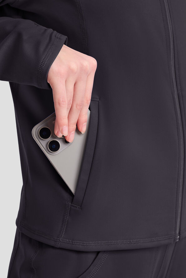 Chaqueta m&eacute;dica Med Couture Amp Knit STRETCH con cremallera y 2 bolsillos para mujer - Pewter - 6