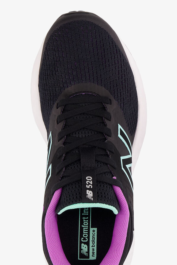 New Balance Women's 520v7 Black/Electric Purple Athletic Lace Up Nursing Shoes - null - 2