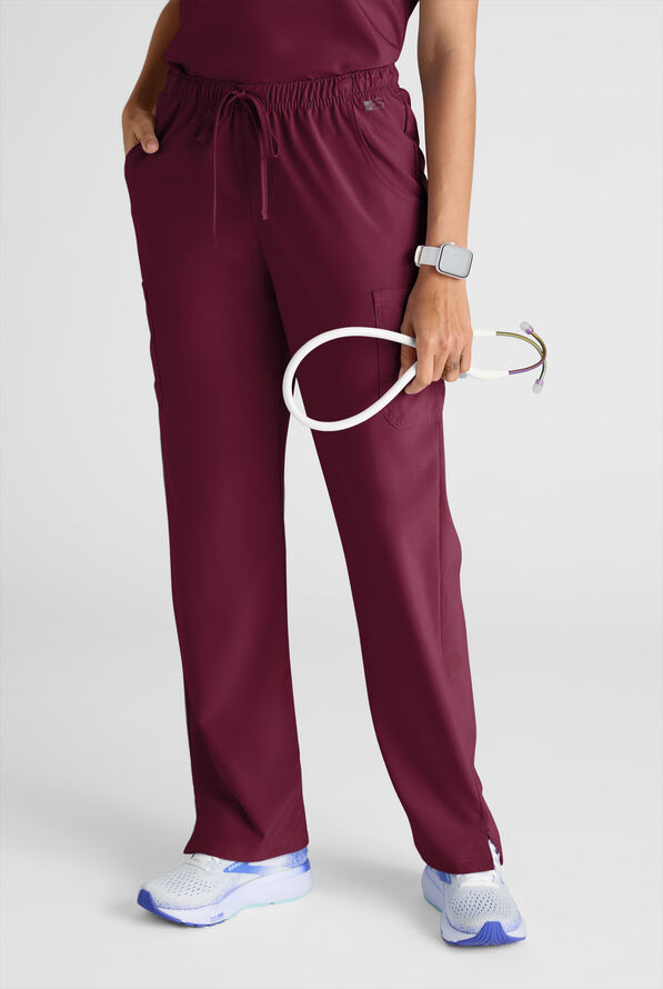Easy STRETCH Eden Women's 4-Pocket Drawstring Scrub Pants - Wine - 1