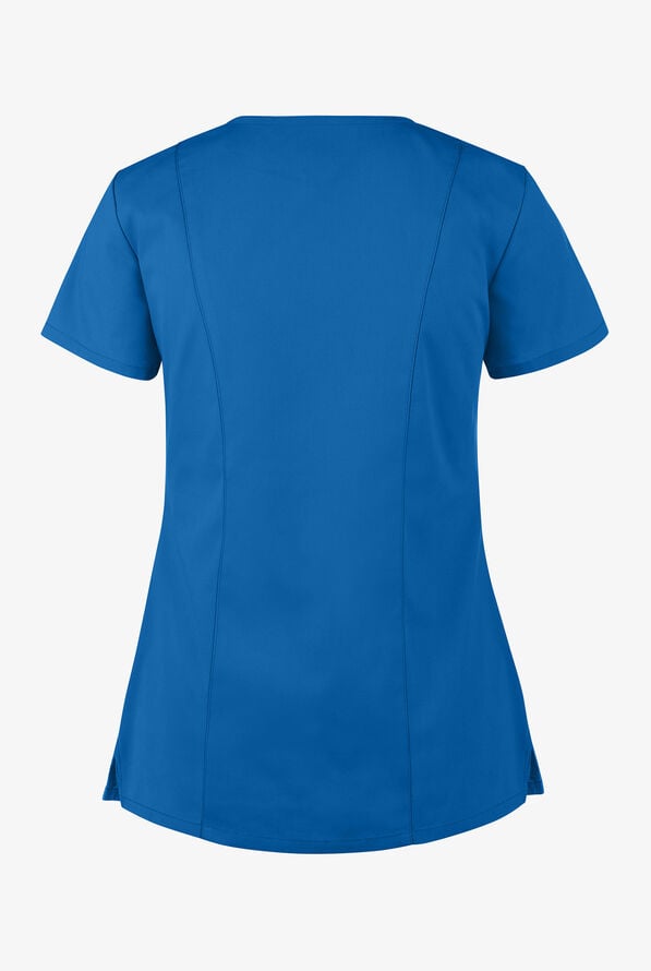 Blusa m&eacute;dica Dickies EDS Signature de corte contempor&aacute;neo con cuello en V y 6 bolsillos para mujer - Royal - 2