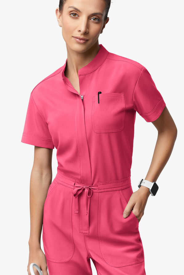 Mono médico Easy STRETCH Allie con mangas cortas y 6 bolsillos para mujer - Strawberry Fizz - 2