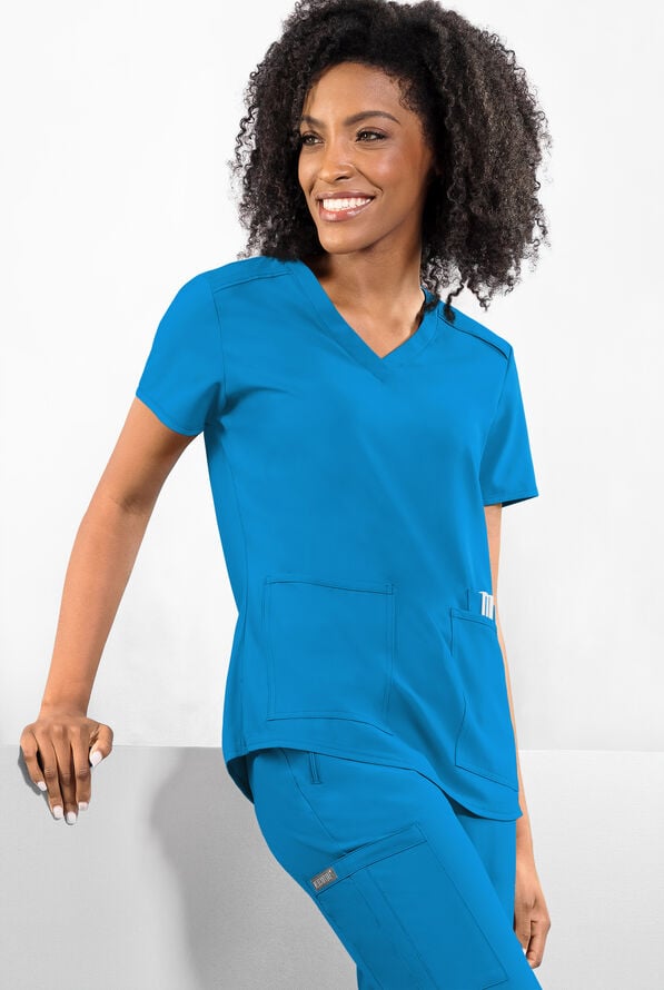Med Couture Insight Women's 3-Pocket V-Neck Scrub Top - Ocean Abyss - 2