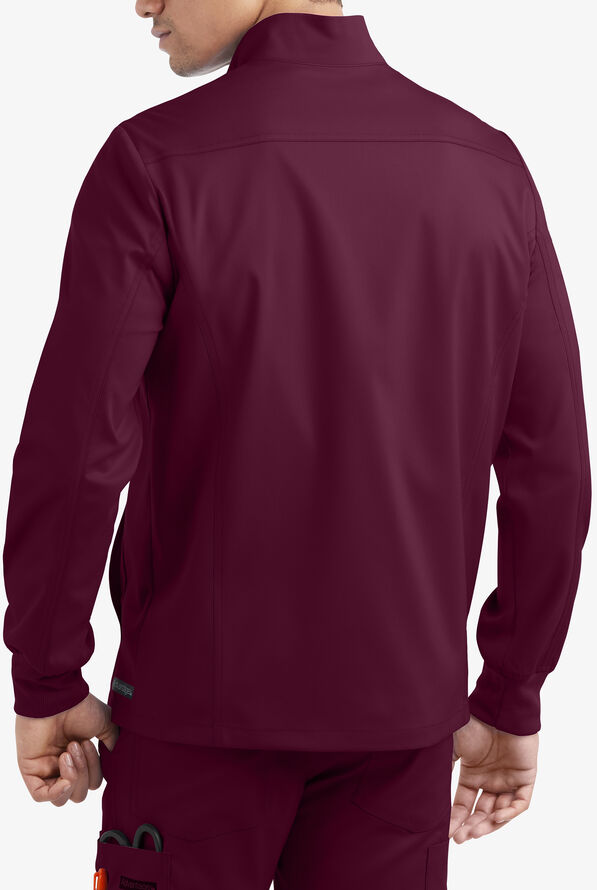 Advantage STRETCH Men's 4-Pocket Zip Front Warm-Up Scrub Jacket - Wine - 2