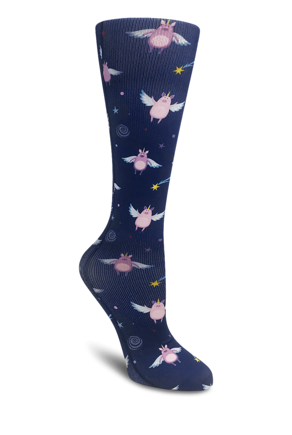 UA Exclusive Cutieful Uni-Pigs in Space Women's 10-18 mmHg Wide Light Compression Socks - null - 1
