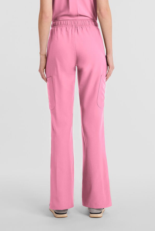 Med Couture Insight Women's 4-Pocket Flare Leg Cargo Scrub Pant - Taffy Pink - 4