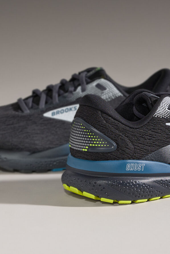 Brooks Men's Ghost 16 Black/Ebony/Blue Athletic Lace Up Nursing