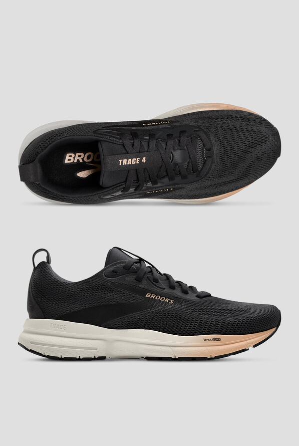 Brooks Women's Trace 4 Ebony/Black/Almond Athletic Lace Up Shoes - null - 1