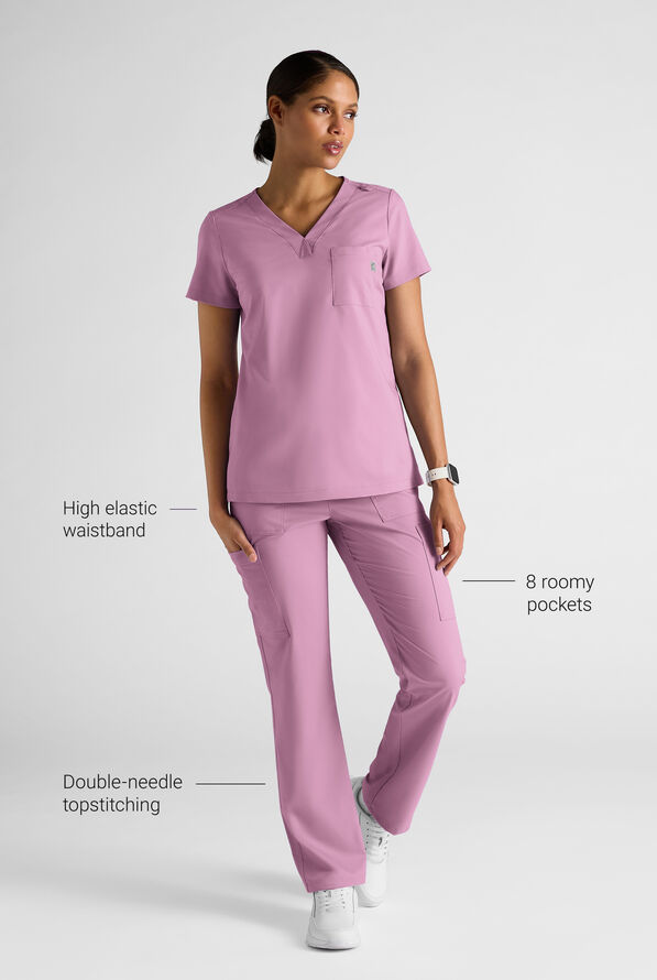 Butter-Soft STRETCH FLXTEK+ Women's 8-Pocket Straight Leg Cargo Scrub Pants - Smokey Mauve - 3