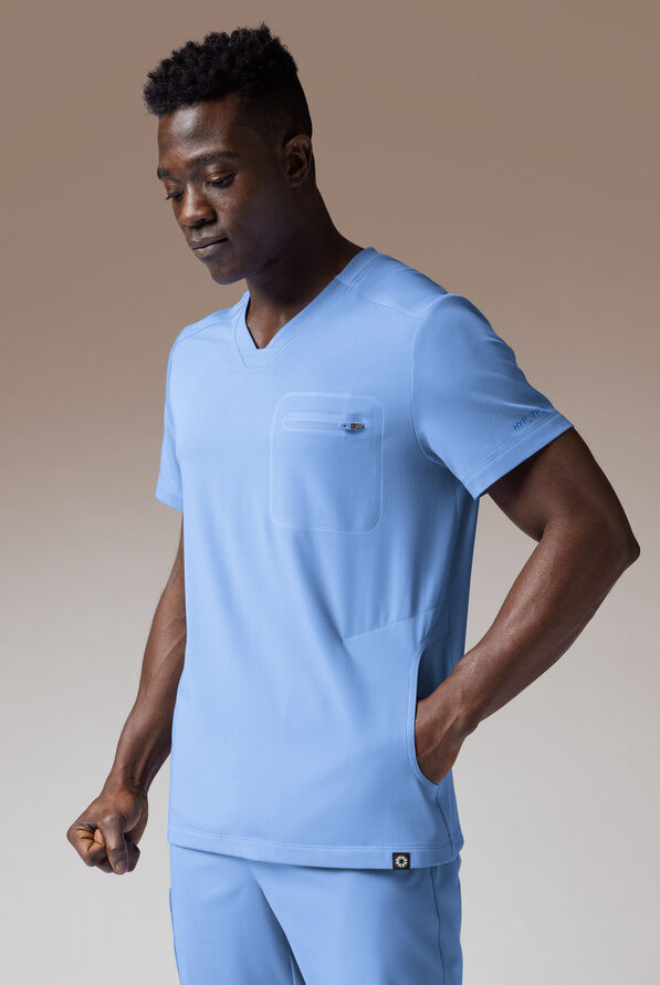 Hypothesis System 3 Men's 3-Pocket V-Neck Scrub Top - Ceil Blue - 1