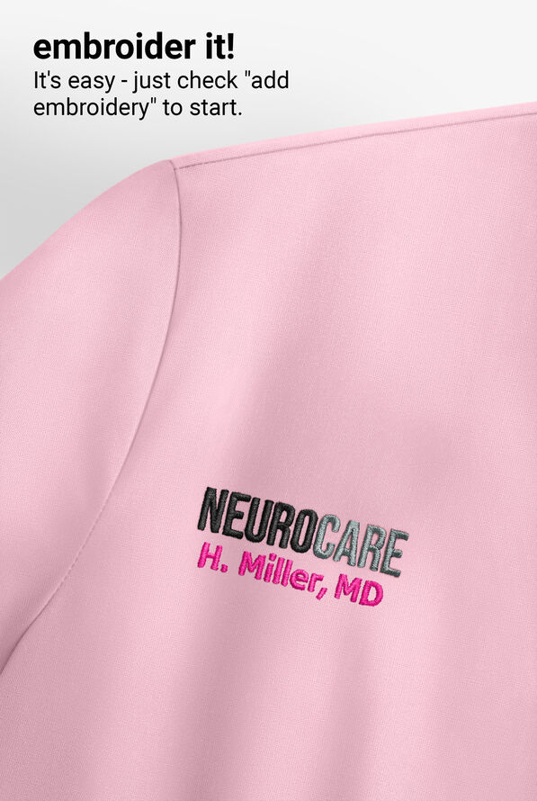 Easy STRETCH Chloe Women's 3-Pocket V-Neck Tuck-In Scrub Top - Pink Peony - 8