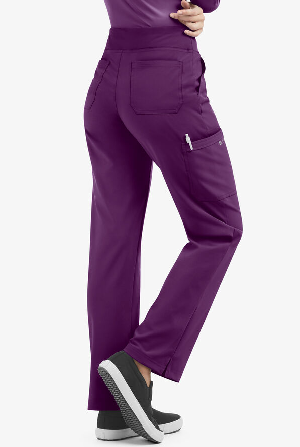 Easy STRETCH Sienna Women's 5-Pocket Sport Yoga Scrub Pants - Tall - Eggplant - 2
