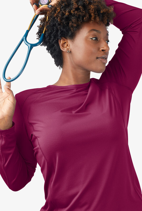 ReSurge Jade Women’s Long Sleeve Knit Underscrub - Wine - 2