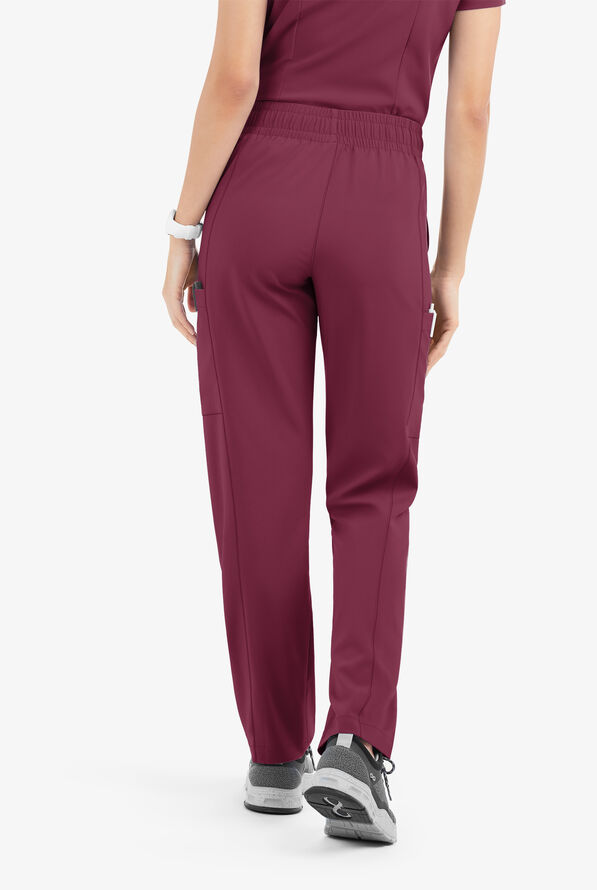 Easy STRETCH Nala Women's 5-Pocket Straight Leg Scrub Pants - Wine - 3