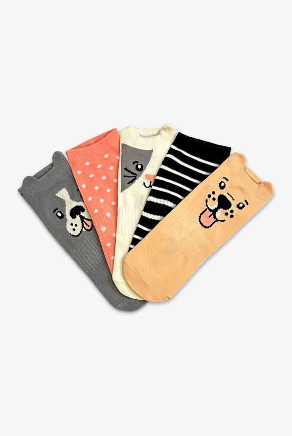 Cherokee Women's Dog & Cat Ears 5-Pack Arch Support  Ankle Socks - null - 1