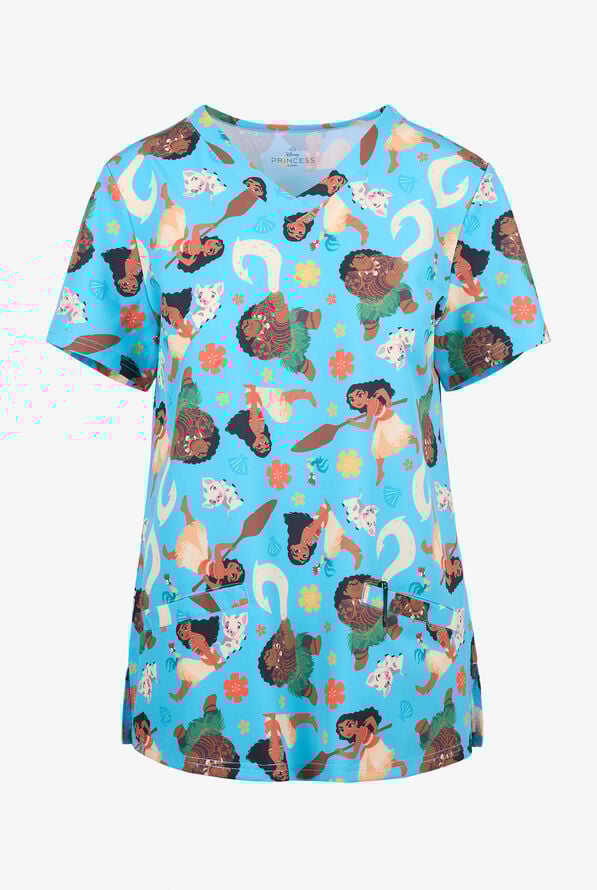 Moana by Funscrubs Women's 2-Pocket STRETCH V-Neck Print Scrub Top - null - 1