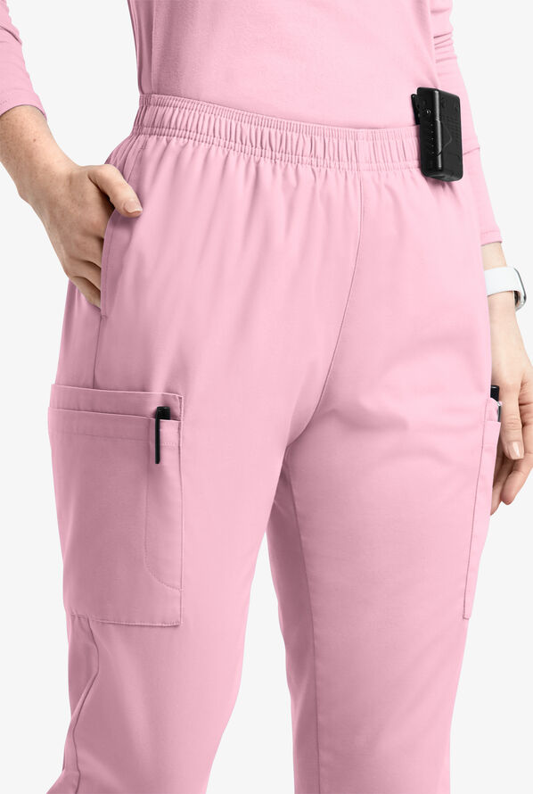 Butter-Soft Originals Women's 7-Pocket Tapered Jogger Cargo Scrub Pants - Blush - 2