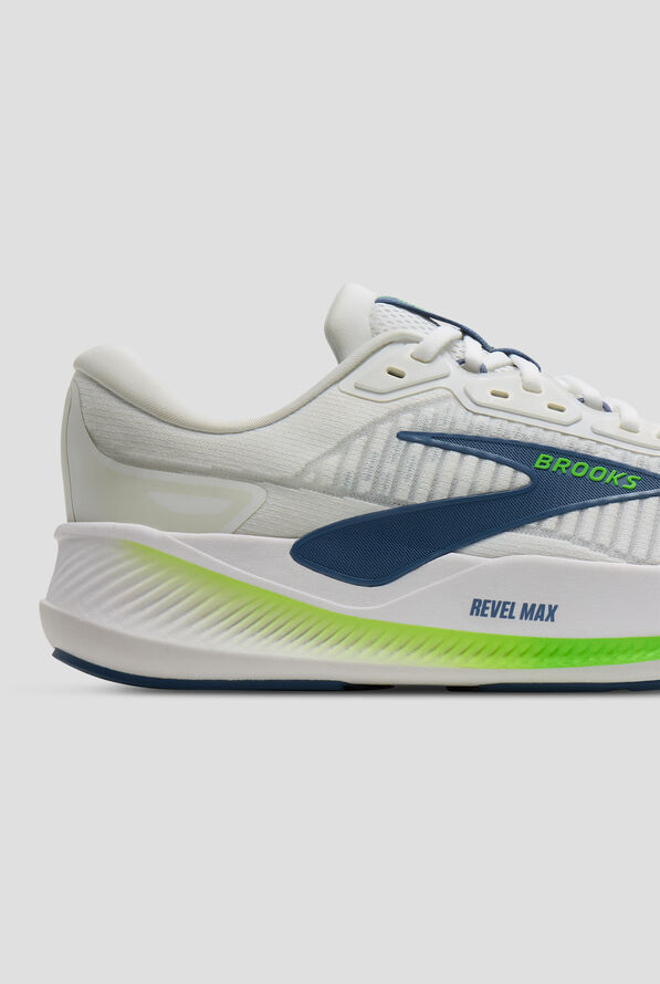 Brooks Men's Revel Max White/Moonlight/Green Gecko Athletic Lace Up Shoes - null - 4
