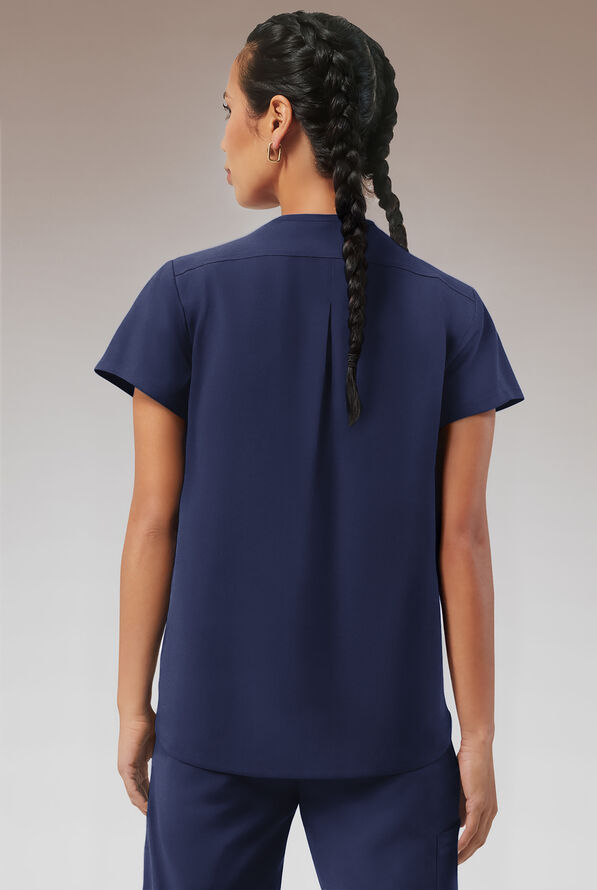 Hypothesis Beta V-Shell Women's 2-Pocket Relaxed Fit Tunic Scrub Top - Navy - 2
