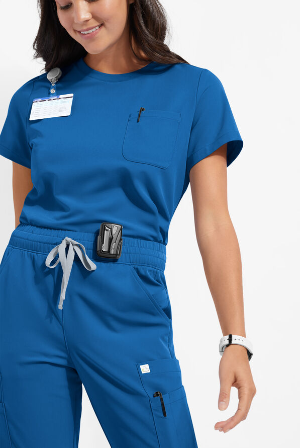 ReSurge Citrine Women's 1-Pocket Crew Neck Tuck In / Wear Out Scrub Top - Royal - 1