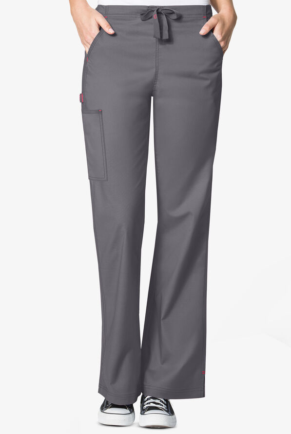 WonderWink WonderFLEX Grace Women's 4-Pocket STRETCH Cargo Scrub Pants - Pewter/Papaya - 1