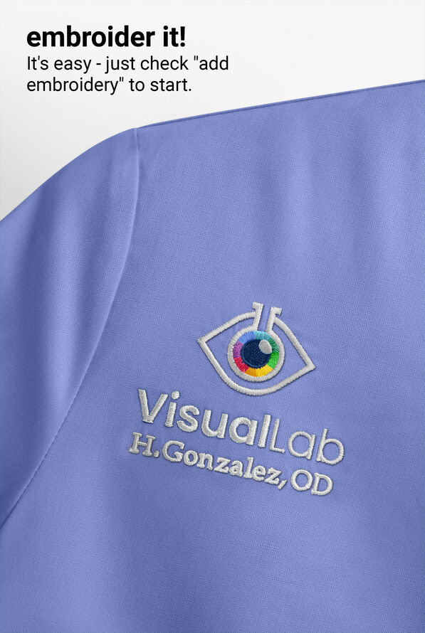 Easy STRETCH Gisele Women's 4-Pocket Lace Up V-Neck Scrub Top - Ceil Blue - 8