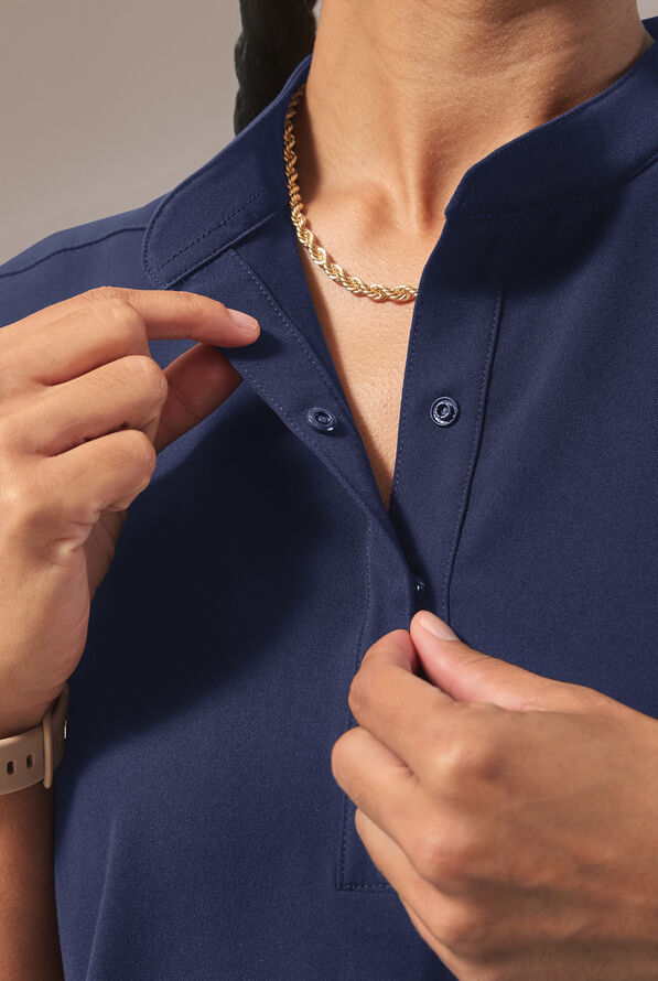 Blusa médica Hypothesis (RED) Meta STRETCH de corte ancho con mangas dolmán y 2 bolsillos para mujer - Navy - 6