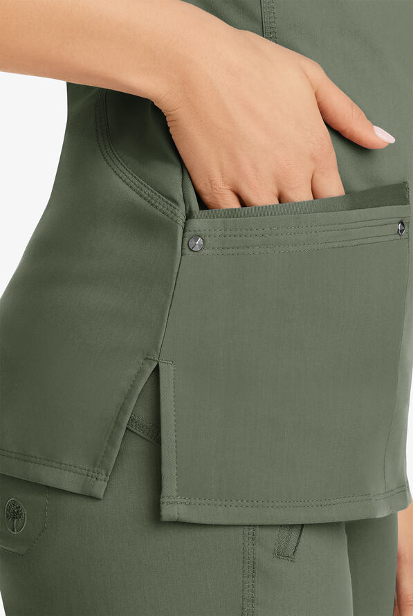 Healing Hands Purple Label Juliet Women's 2-Pocket STRETCH Princess Seam Scrub Top - Olive - 3