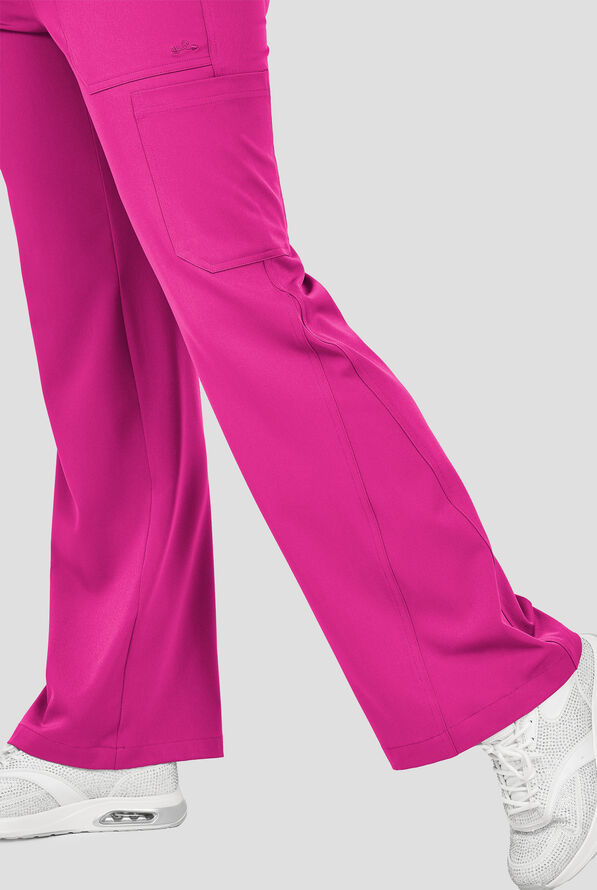 Pantalón médico Zavate Ava Therese Avery STRETCH de tiro alto estilo cargo con piernas anchas y 6 bolsillos para mujer - Razzmatazz - 2