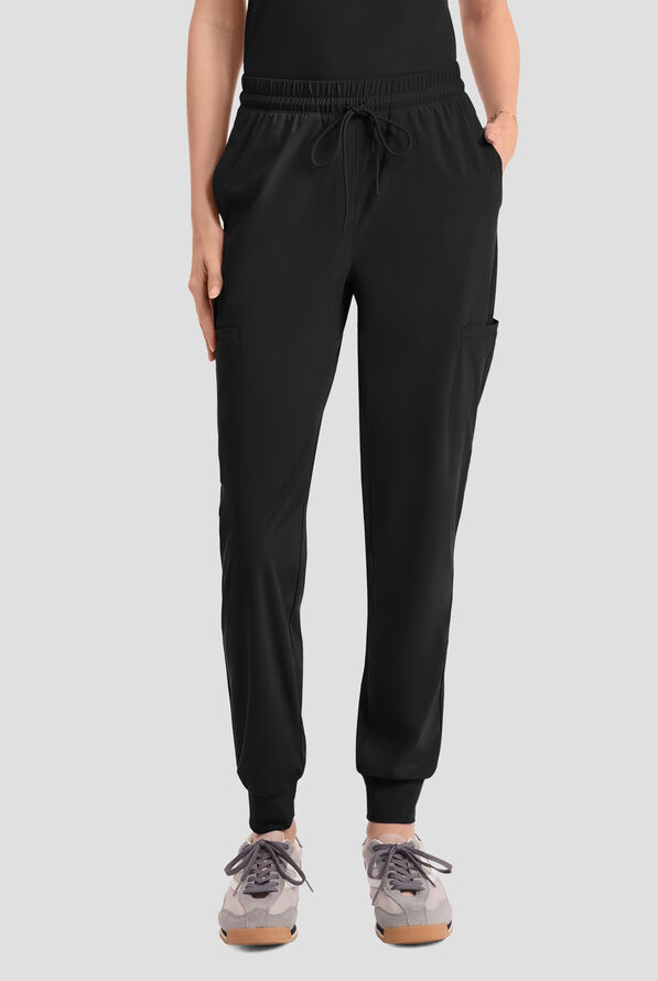 Infinity PURSUIT Women's 5-Pocket STRETCH Drawstring Jogger Scrub Pant - Black - 1