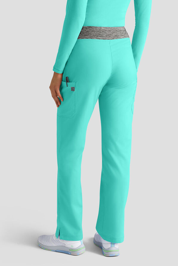 Pantal&oacute;n m&eacute;dico Butter-Soft FLXTEK STRETCH estilo yoga con cintura de tejido y 4 bolsillos para mujer - Aqua Dust / Silver Melange - 2