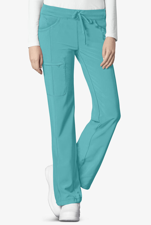Infinity Women's 4-Pocket STRETCH Drawstring Scrub Pants - Petite - Turquoise - 1