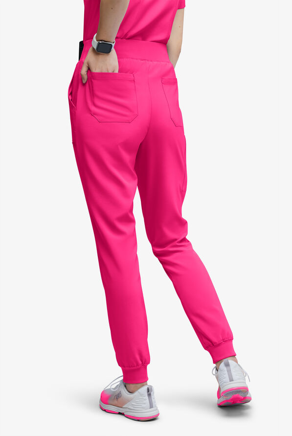 Easy STRETCH Olivia Women's 7-Pocket Slim Leg Jogger Scrub Pants - Reactive Pink - 4