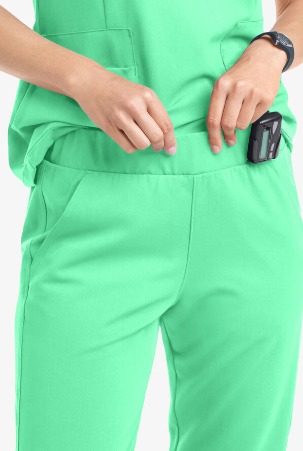 MOVEMENT by Butter-Soft Vega Women's 5-Pocket Flat Front Jogger STRETCH Scrub Pants - Tall - Neo Mint - 2
