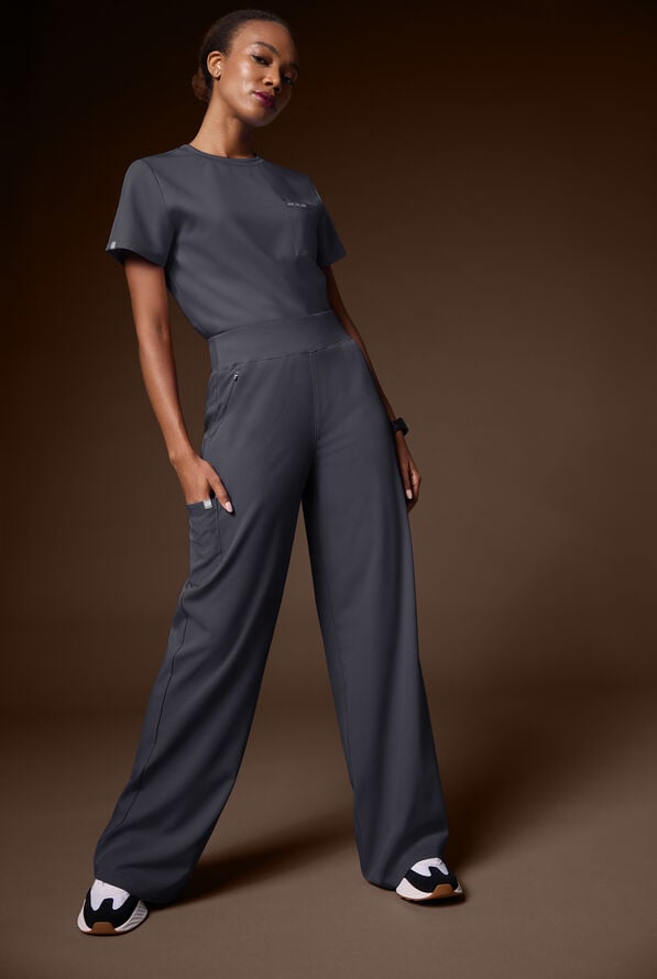 Pantal&oacute;n m&eacute;dico Hypothesis Y-Band estilo yoga con piernas anchas y 6 bolsillos para mujer - Pewter - 6