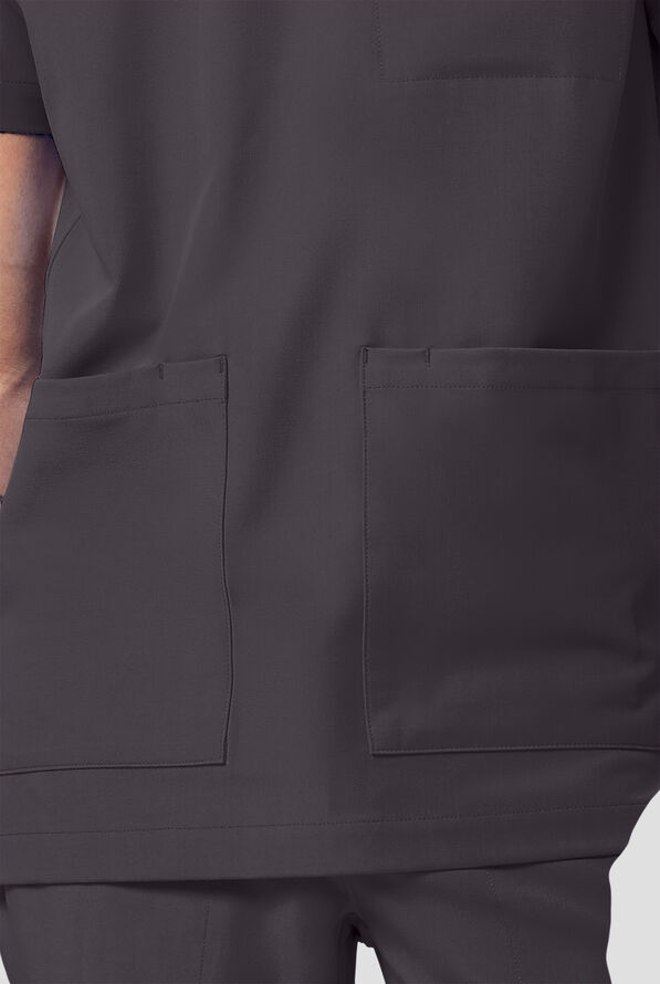 Camisa m&eacute;dica Healing Hands Quest Avery STRETCH con 4 bolsillos y cuello en Y para hombre - Pewter - 6