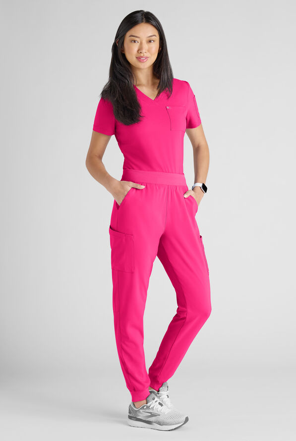 Easy STRETCH Women's 10-Pocket Scrub Set - Reactive Pink - 2