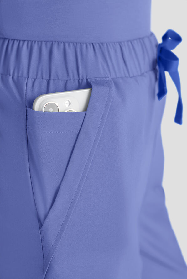 Easy STRETCH Hunter Women's 6-Pocket Relaxed Fit Wide Leg Scrub Pant - Ceil Blue - 5