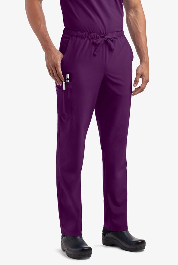Easy STRETCH Morgan Unisex 5-Pocket Drawstring Scrub Pants - Eggplant - 2