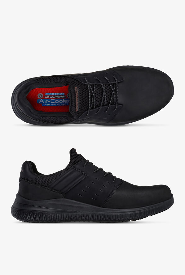 Skechers Work Men's DELSON 3.0 SR Black Bungee Athletic Slip On Shoes - Black - 1
