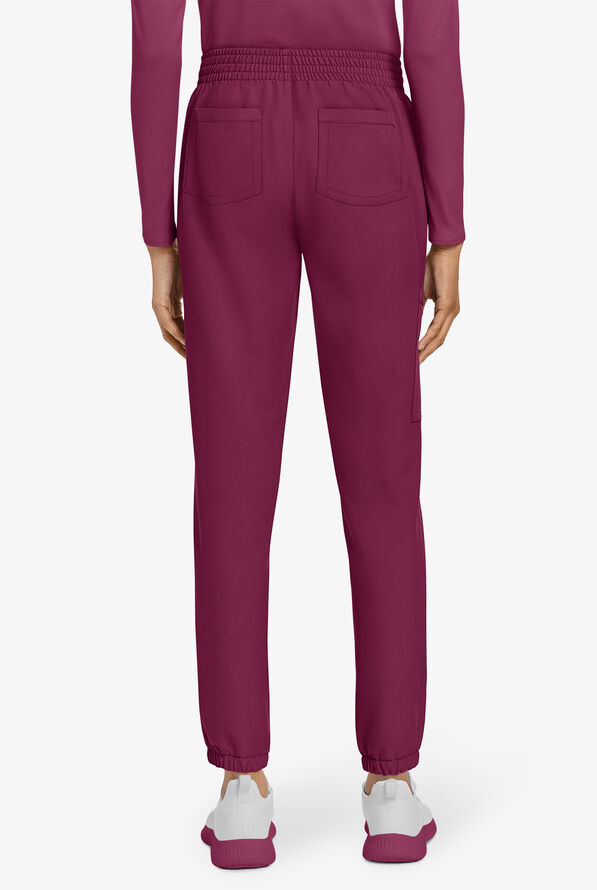Cherokee Workwear Originals Ultra Women's 5-Pocket Drawstring Jogger Scrub Pants - Wine - 4