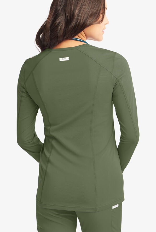 ReSurge Jade Women&rsquo;s Long Sleeve Knit Underscrub - Light Olive - 3