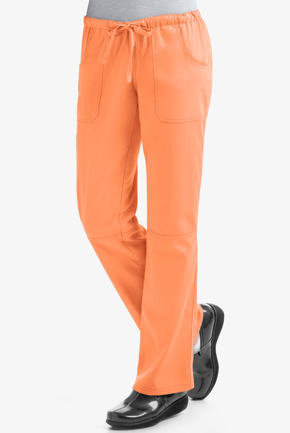 Butter-Soft Core Women's 6-Pocket Cargo Drawstring Scrub Pants - Apricot Cream - 1