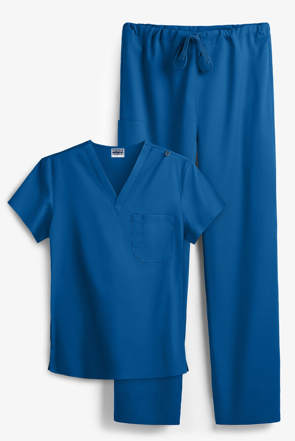 Strictly Scrubs STRETCH Unisex 3-Pocket Scrub Set - Royal - 1