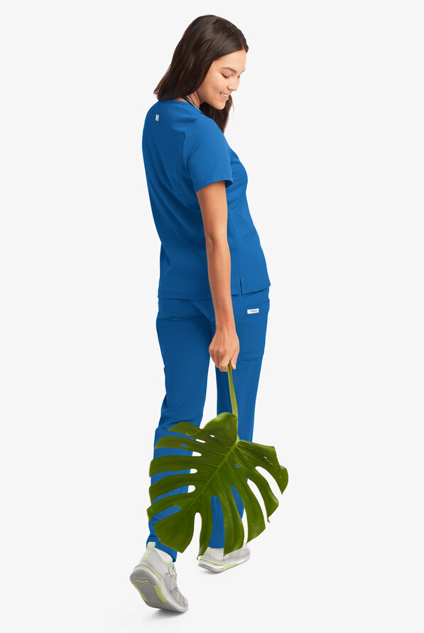 Blusa m&eacute;dica ReSurge by Butter-Soft estilo cruzado con 5 bolsillos para mujer **Ligeramente IRREGULAR** - Royal - 3