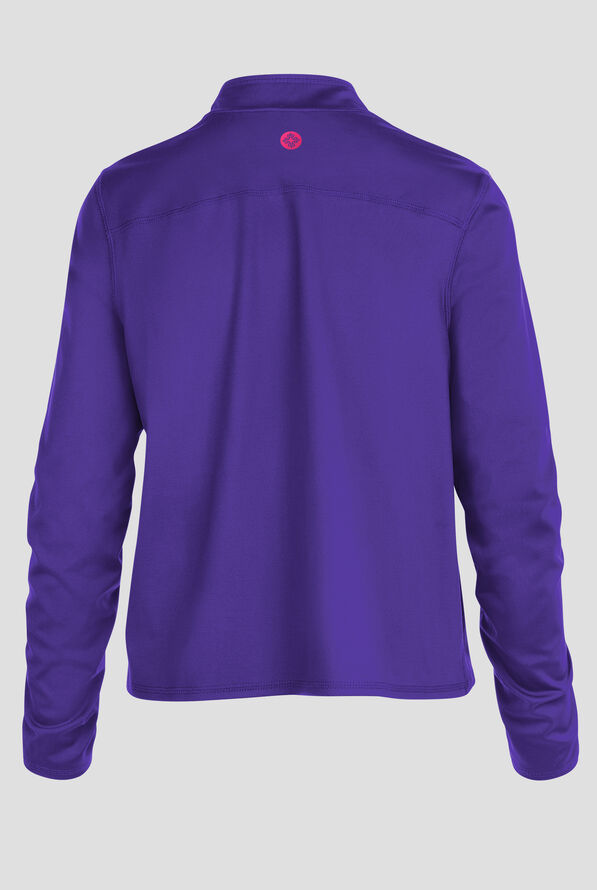 Med Couture Amp Knit Women's 2-Pocket STRETCH Zip Front Scrub Jacket - Galactic Purple - 2