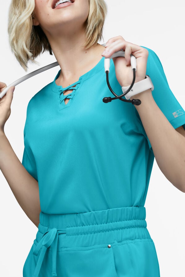 Blusa médica Easy STRETCH Gigi Lace para mujer - Teal - 2