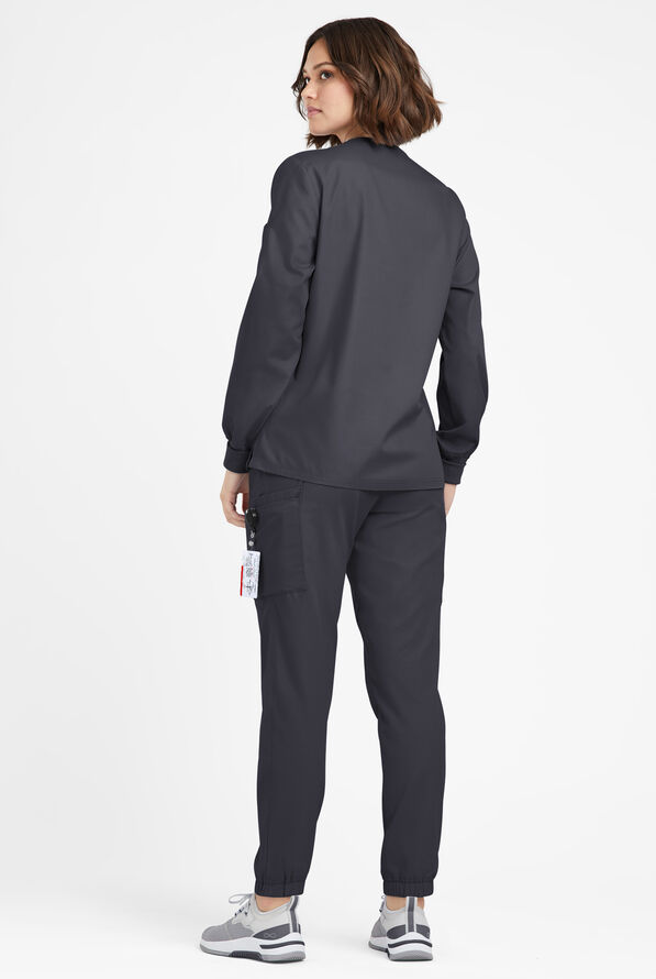 Butter-Soft Originals Women's 7-Pocket Curved V-Neck Long Sleeve Scrub Top - Pewter - 4