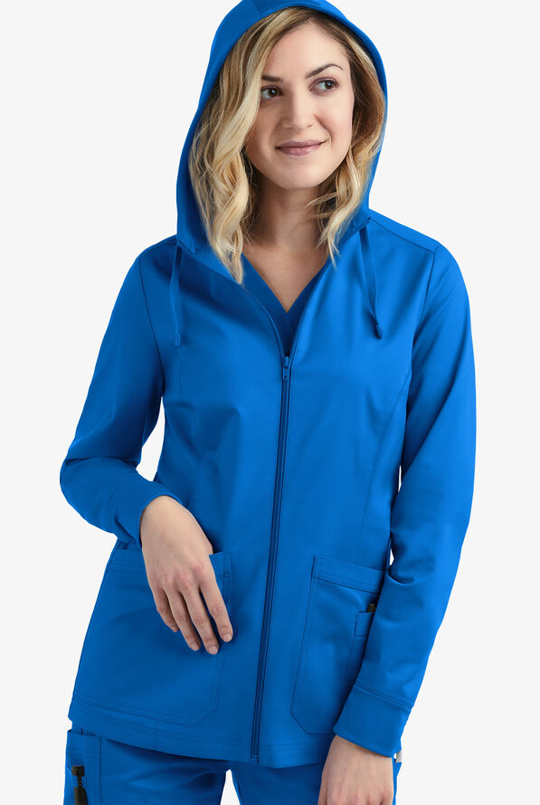 Sudadera médica con capucha abrigada UA Butter-Soft STRETCH con cremallera y 3 bolsillos para mujer - Royal - 3