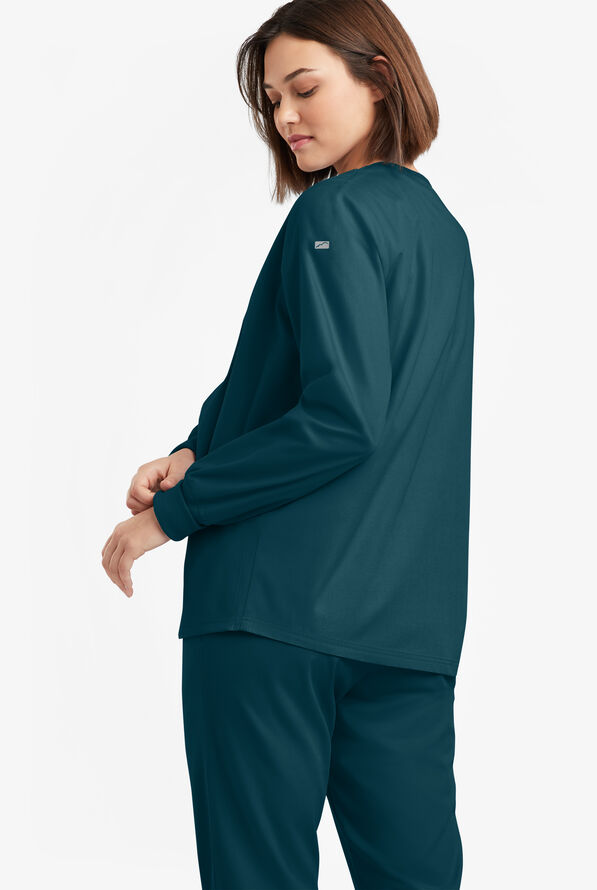 Chaqueta m&eacute;dica abrigada Butter-Soft Originals con 3 bolsillos para mujer - Caribbean Blue - 4